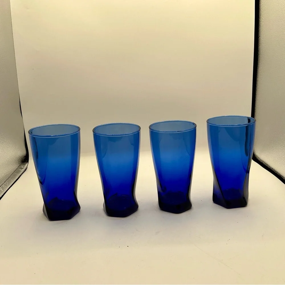 Blue Modern Tumbler Glasses - Set of 4